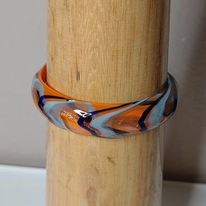 Very Awesome Orange Glass Bracelet 6 3/4 Inches